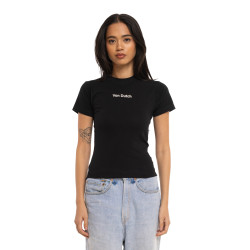 T-shirt femme moulant col rond print devant Flash