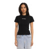 T-shirt femme moulant col rond print devant Flash