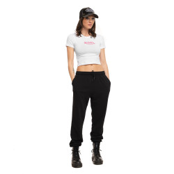 T-shirt femme crop top moulant col rond print devant Rud