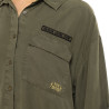Chemise femme manches courtes fluide avec patchs et broderie Army