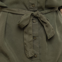 Robe courte fluide en tencel avec print et patchs Chevron