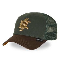 Casquette trucker uni filet logo brodé visière suédine English Pub