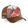 Casquette trucker imprimée filet logo brodé visière simili Kado
