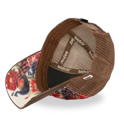 Casquette trucker imprimée filet logo brodé visière simili Kado