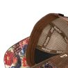 Casquette trucker imprimée filet logo brodé visière simili Kado