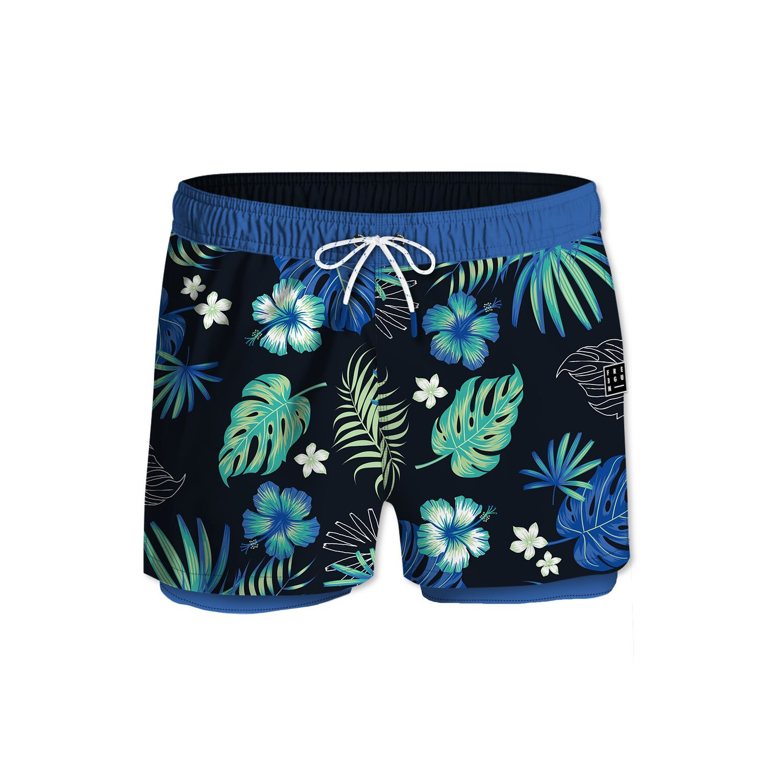 Short de bain avec moulant long dessous Fluo