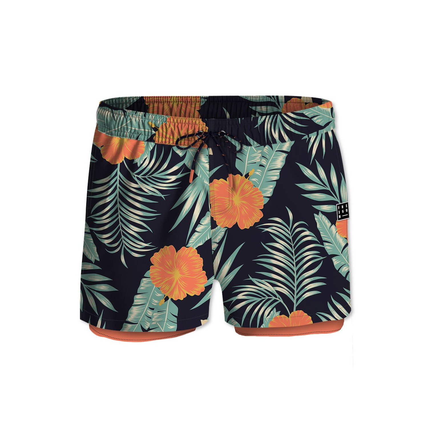Short de bain avec moulant long dessous Hibiscus