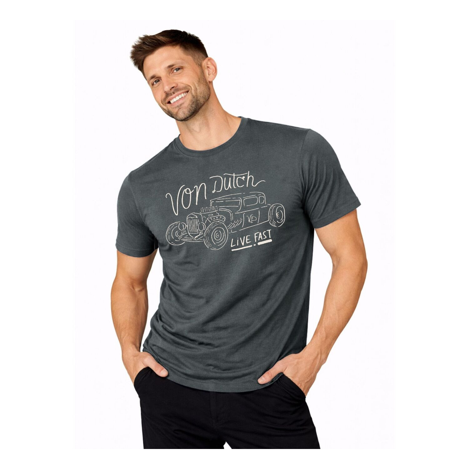 T-shirt homme col rond en jersey 140grm imprimé devant Log6