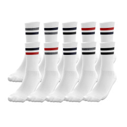 TWINDAY Lot de 10 paires de Chaussettes Homme Coton SPORT Blanc