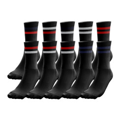 TWINDAY Lot de 10 paires de Chaussettes Homme Coton SPORT Noir