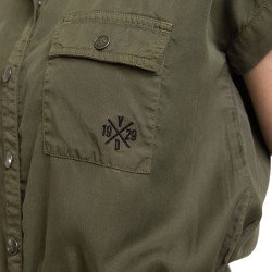 Combi-short fluide en tencel avec broderie  & print dos Aviateur