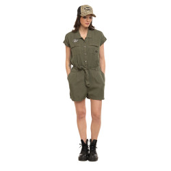 Combi-short fluide en tencel avec broderie  & print dos Aviateur