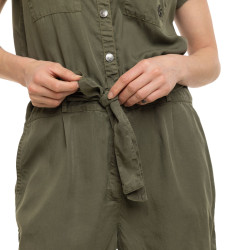 Combi-short fluide en tencel avec broderie  & print dos Aviateur