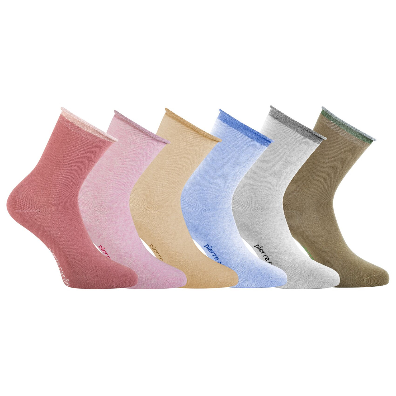 6 paires de chaussettes chinées et fil lurex femme Hand made Silver