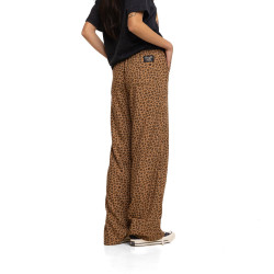 Pantalon femme fluide en viscose imprimée léopard badge métal Karin