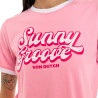 T-shirt femme col rond avec Rib contrastés et print devant Groovy