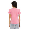 T-shirt femme col rond avec Rib contrastés et print devant Groovy