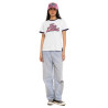 T-shirt femme col rond avec Rib contrastés et print devant Groovy