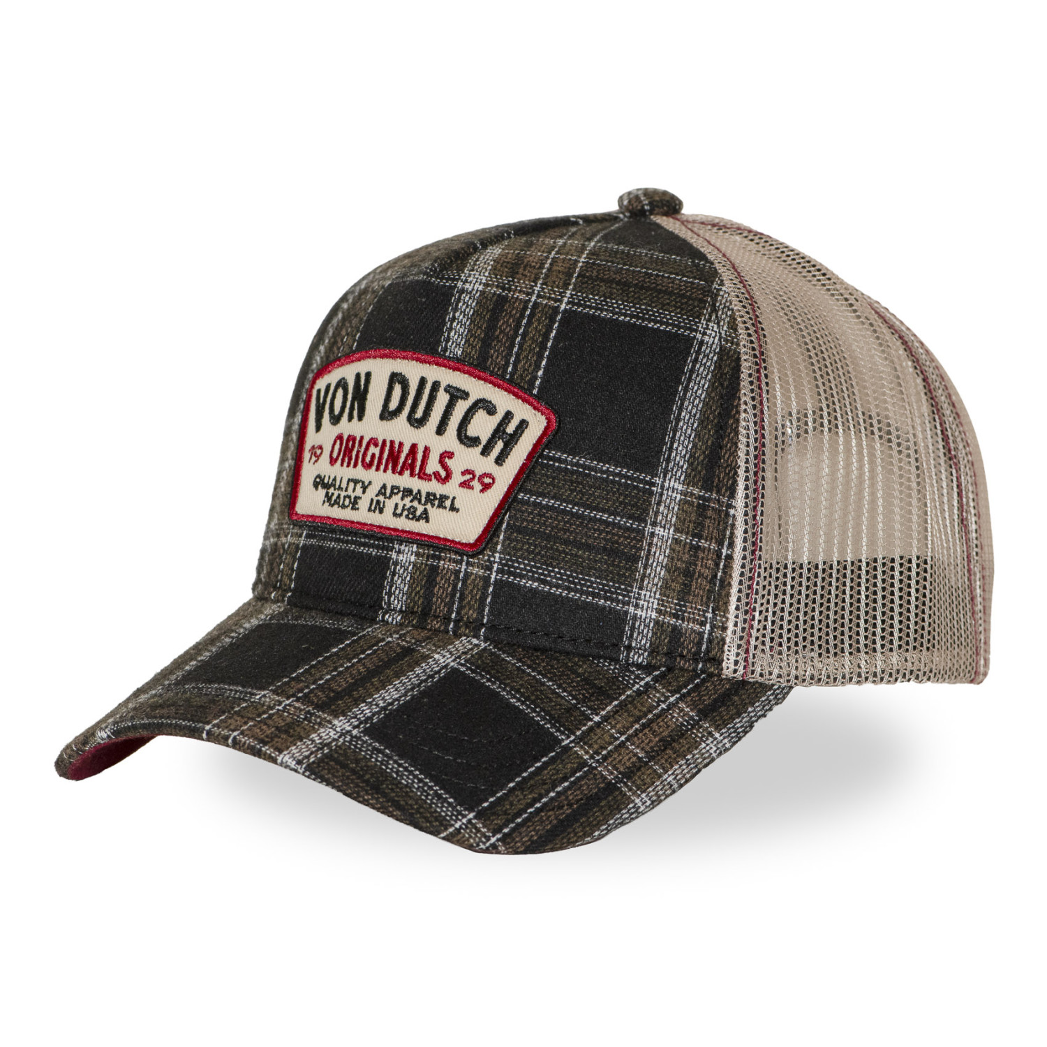 Casquette baseball  à carreaux avec filet et patch Carrreaux10