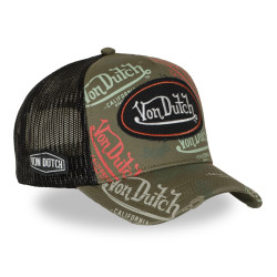 Casquette trucker effet usé avec patch et print Café