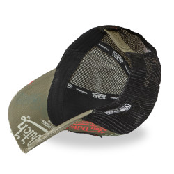 Casquette trucker effet usé avec patch et print Café