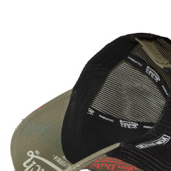 Casquette trucker effet usé avec patch et print Café