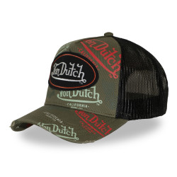 Casquette trucker effet usé avec patch et print Café