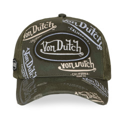 Casquette trucker effet usé avec patch et print Café Olive