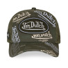Casquette trucker effet usé avec patch et print Café Olive