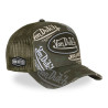 Casquette trucker effet usé avec patch et print Café Olive