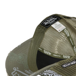 Casquette trucker effet usé avec patch et print Café Olive