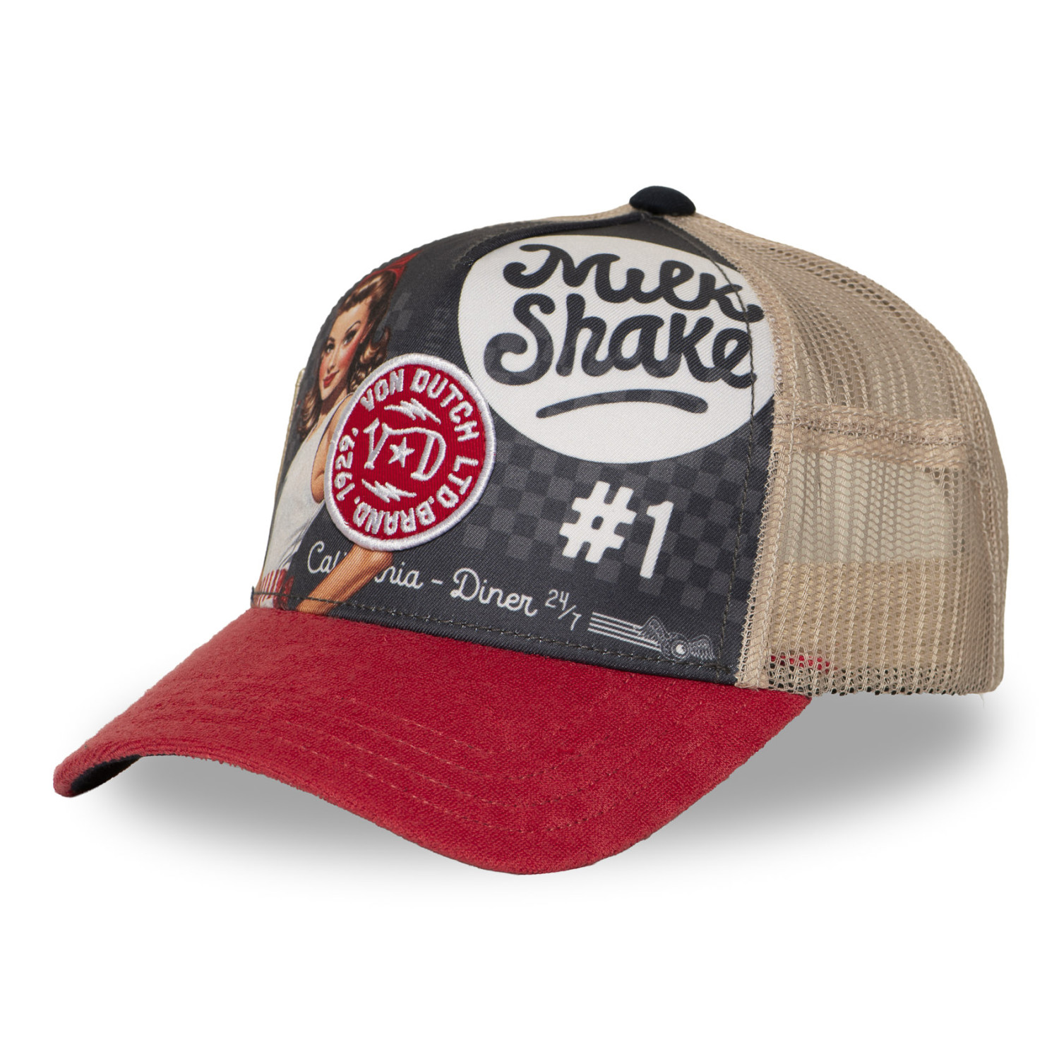Casquette trucker filet avec print et patch  Subl Pinup Milk