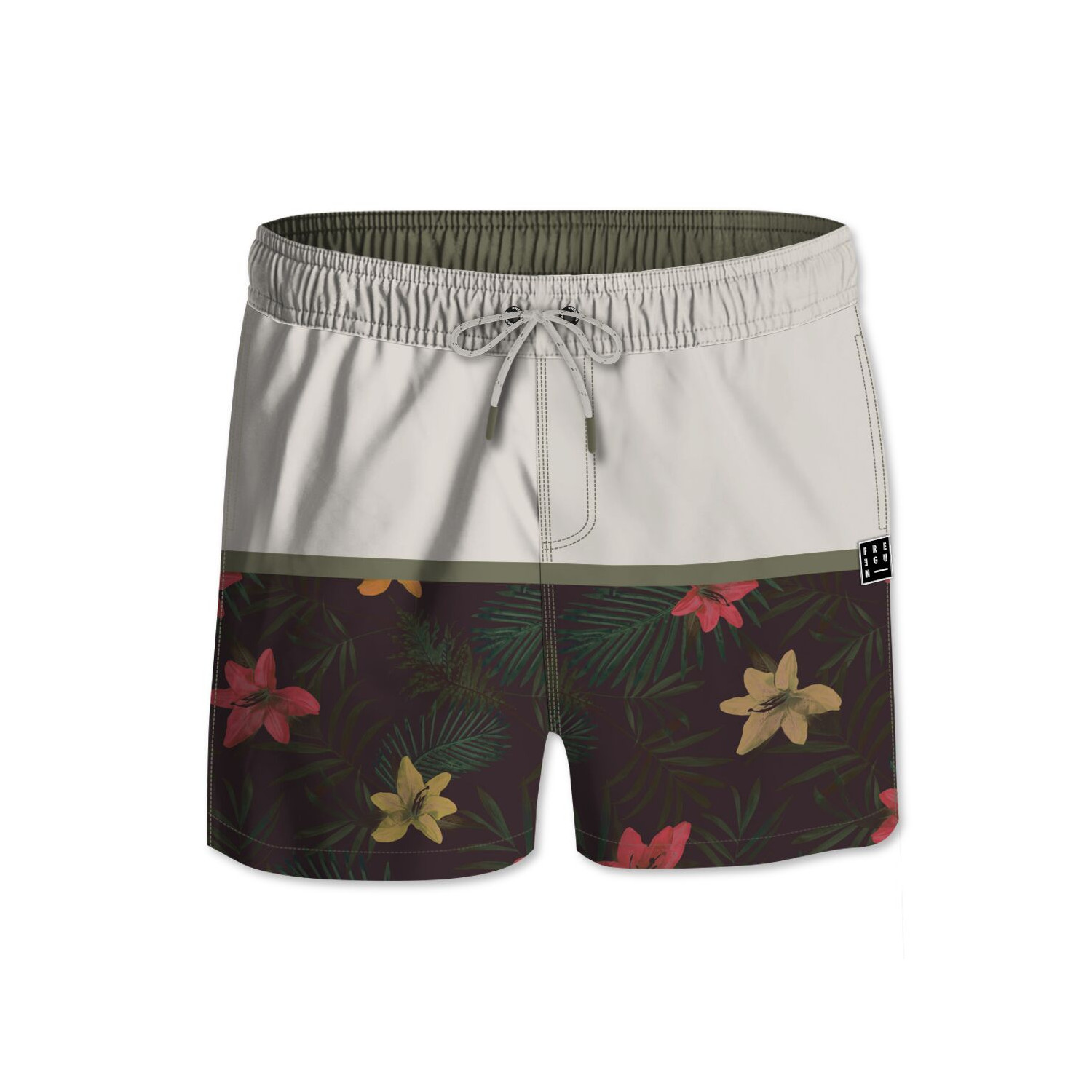 Short de bain court homme avec filet intérieur Palmiers
