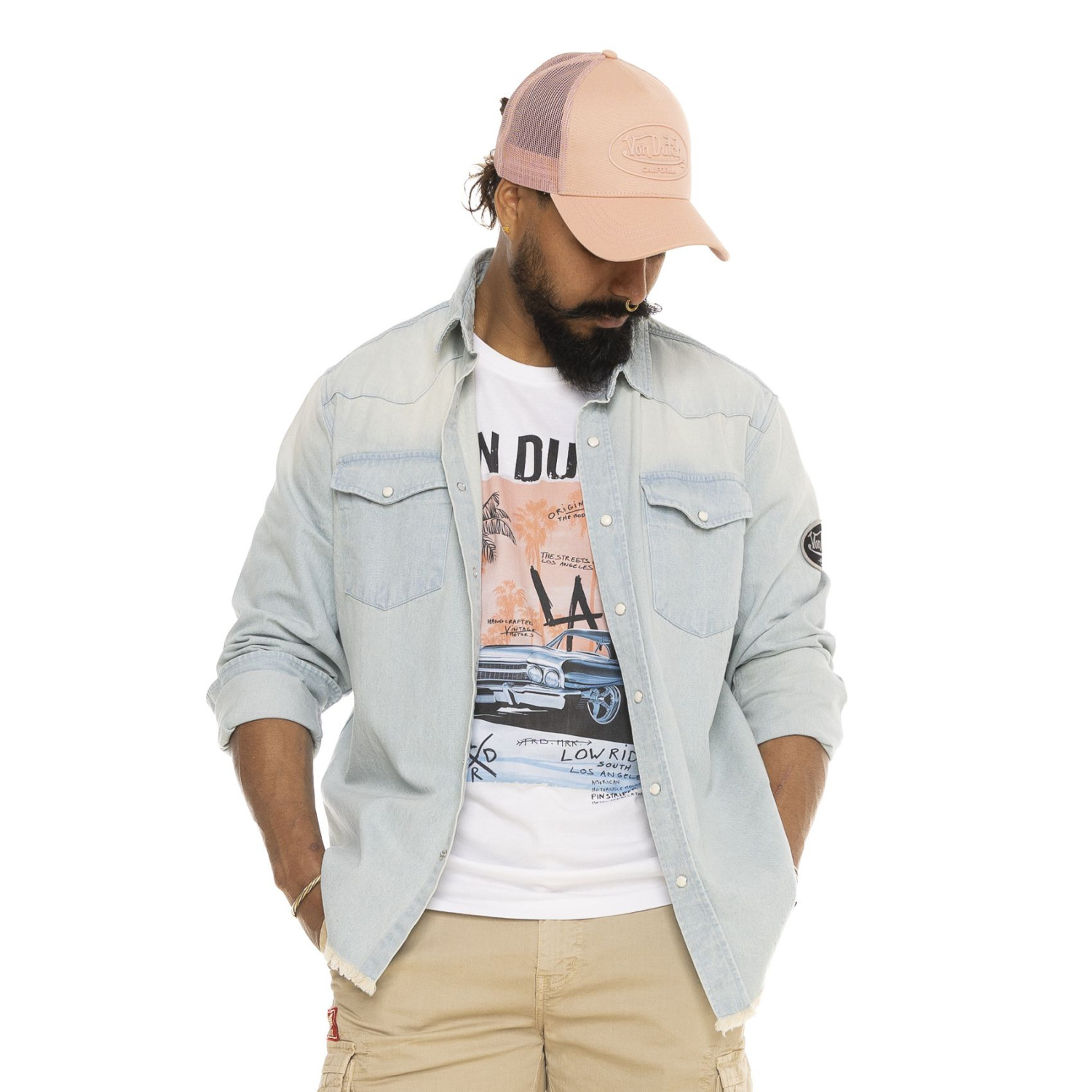 Chemise homme en denim effet vintage