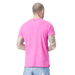 T-shirt homme col V Neon Pink