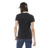 T-shirt femme uni col rond délavé et print devant Motor