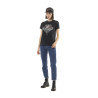 T-shirt femme uni col rond délavé et print devant Motor