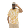 T-shirt jersey slub print devant all over feuillage