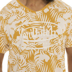 T-shirt jersey slub print devant all over feuillage