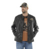 Veste Motard homme en simili poches poitrine et patchs Rider