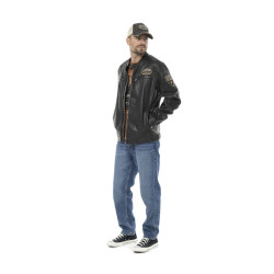 Veste Motard homme en simili poches poitrine et patchs Rider