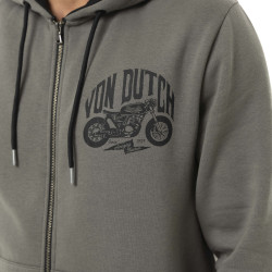 Sweat zippé homme à capuche en molleton 320gr et print devant Free