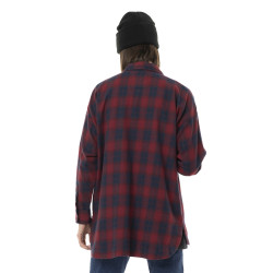 Sur-chemise femme à carreaux avec patchs Red