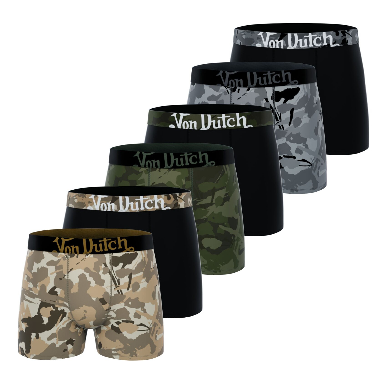 Lot de 6 boxers homme en coton ceinture subli Duo Camo