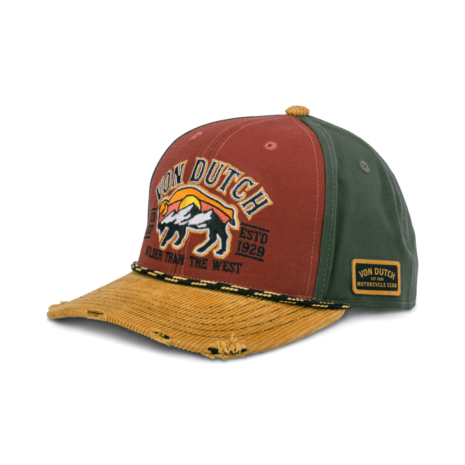 Casquette semi curve premium effet usé avec broderie Wilder