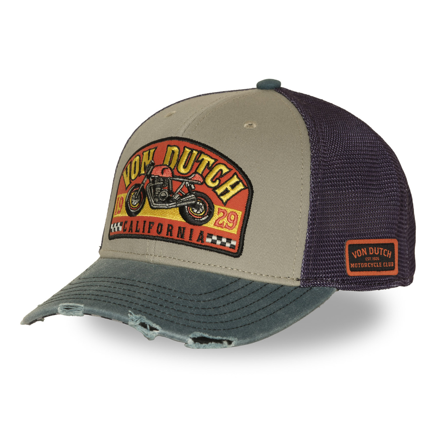 Casquette semi curve premium effet usé avec patch California