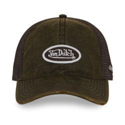 Casquette baseball usée avec filet en coton enduit et écusson Mac