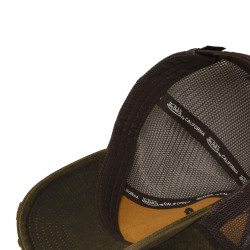 Casquette baseball usée avec filet en coton enduit et écusson Mac