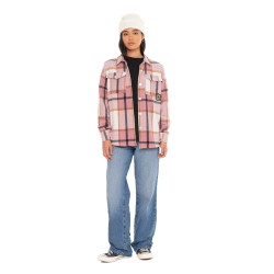 Chemise à carreaux manches longues femme avec poche patch tissé Liza