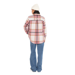 Chemise à carreaux manches longues femme avec poche patch tissé Liza